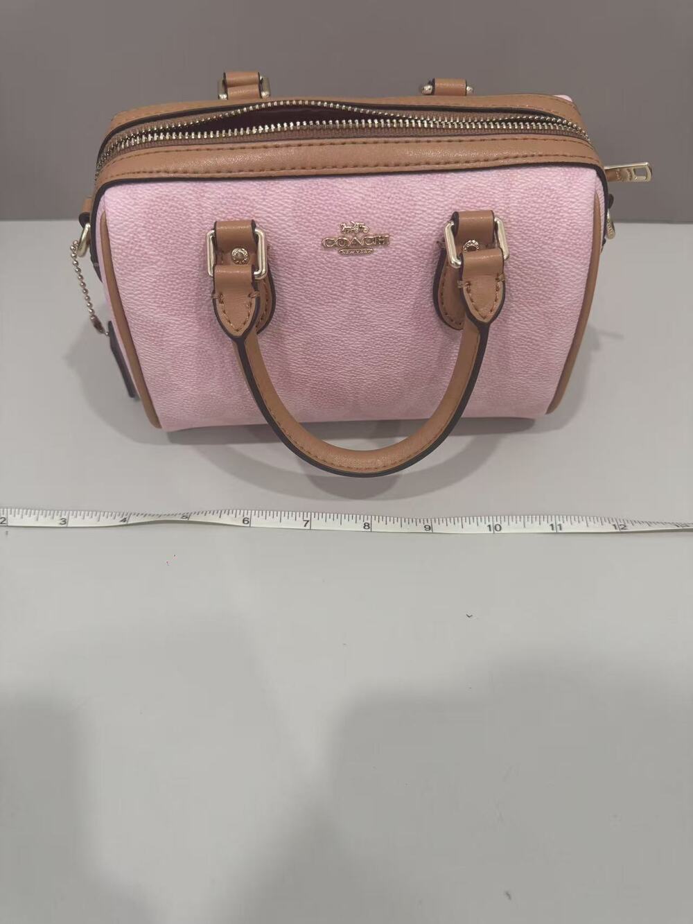 Coach Pink Signature Mini Barrel Satchel Top‑Handle Crossbody Bag - Picture 4 of 7